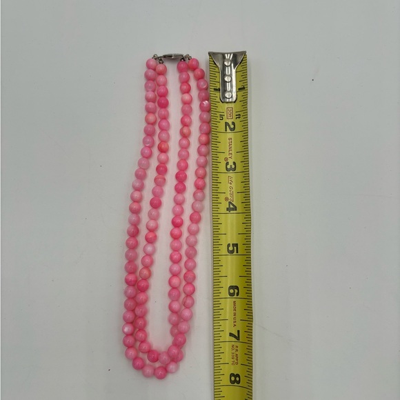 #245. Pink Quartz two strand chocker with vintage stainless steel clasp. - Picture 4 of 4